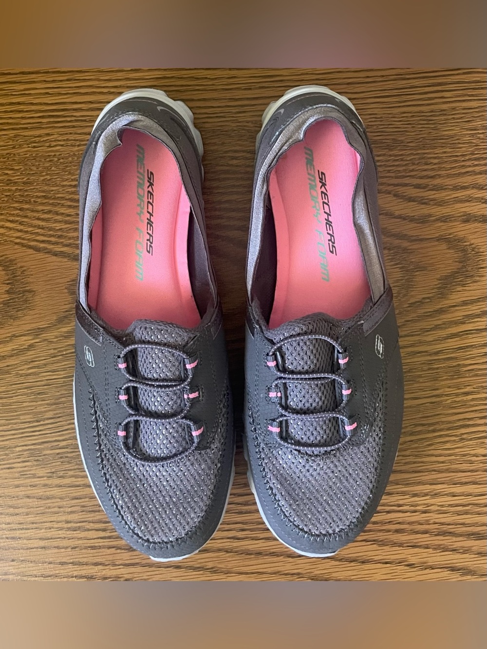 Skechers Charcoal Slip-On Sneakers with Pink Insole